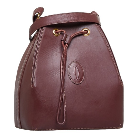 CARTIER Mastline One Shoulder Bag Bordeaux Red Leather Women's - Picture 2 of 10